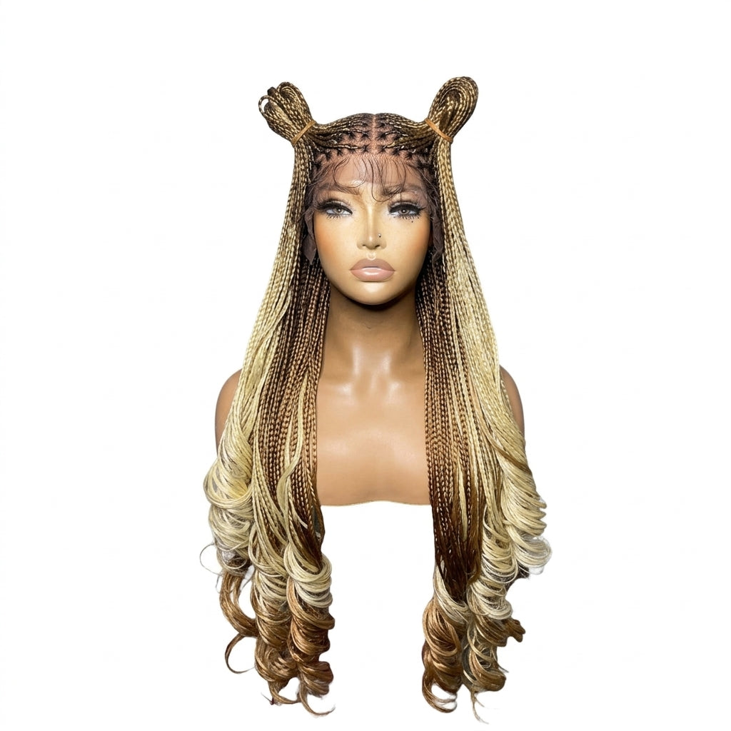 French curl knotless braids