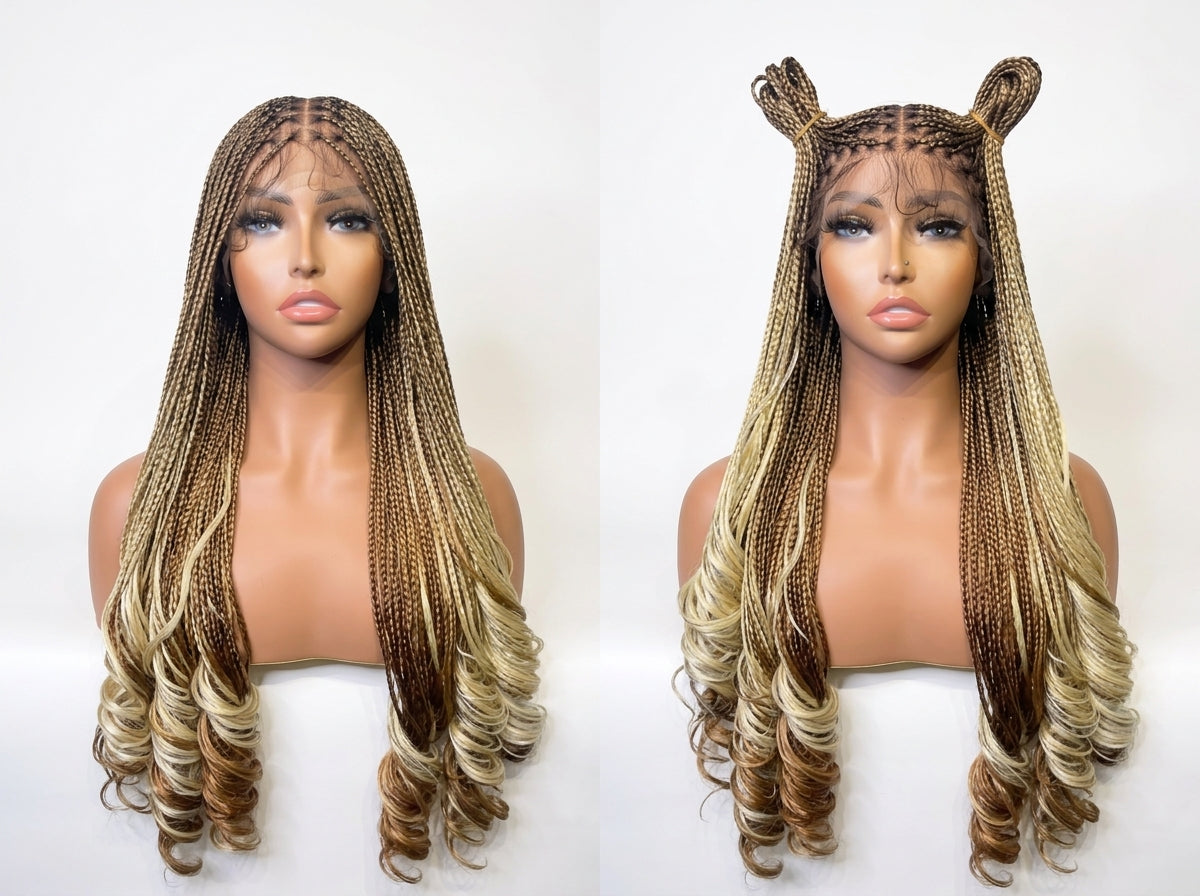 French curl knotless braids