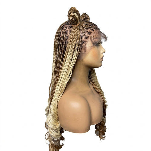 French curl knotless braids